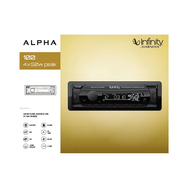 Auto Estéreo Infinity Alpha De Bluetooth Usb Aux Caratula